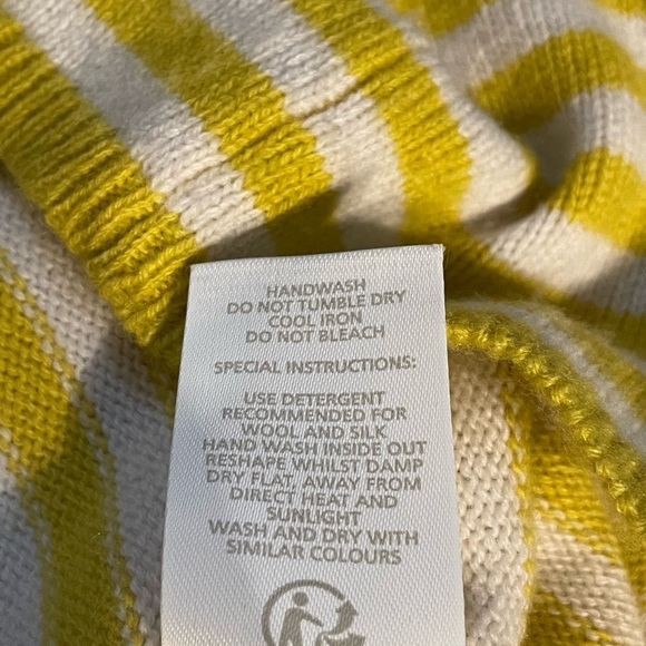 Boden mimosa yellow and white striped wool sweater with mock neck - Picture 5 of 16